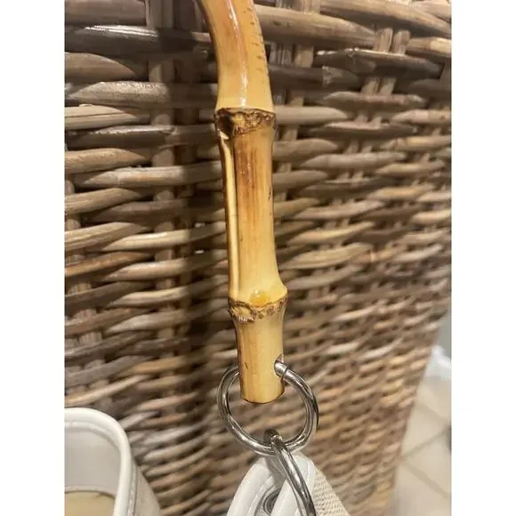 Ann Taylor Loft Bamboo Handle Woven Purse w/natural, Tan Vintage LOFT - Picture 3 of 6